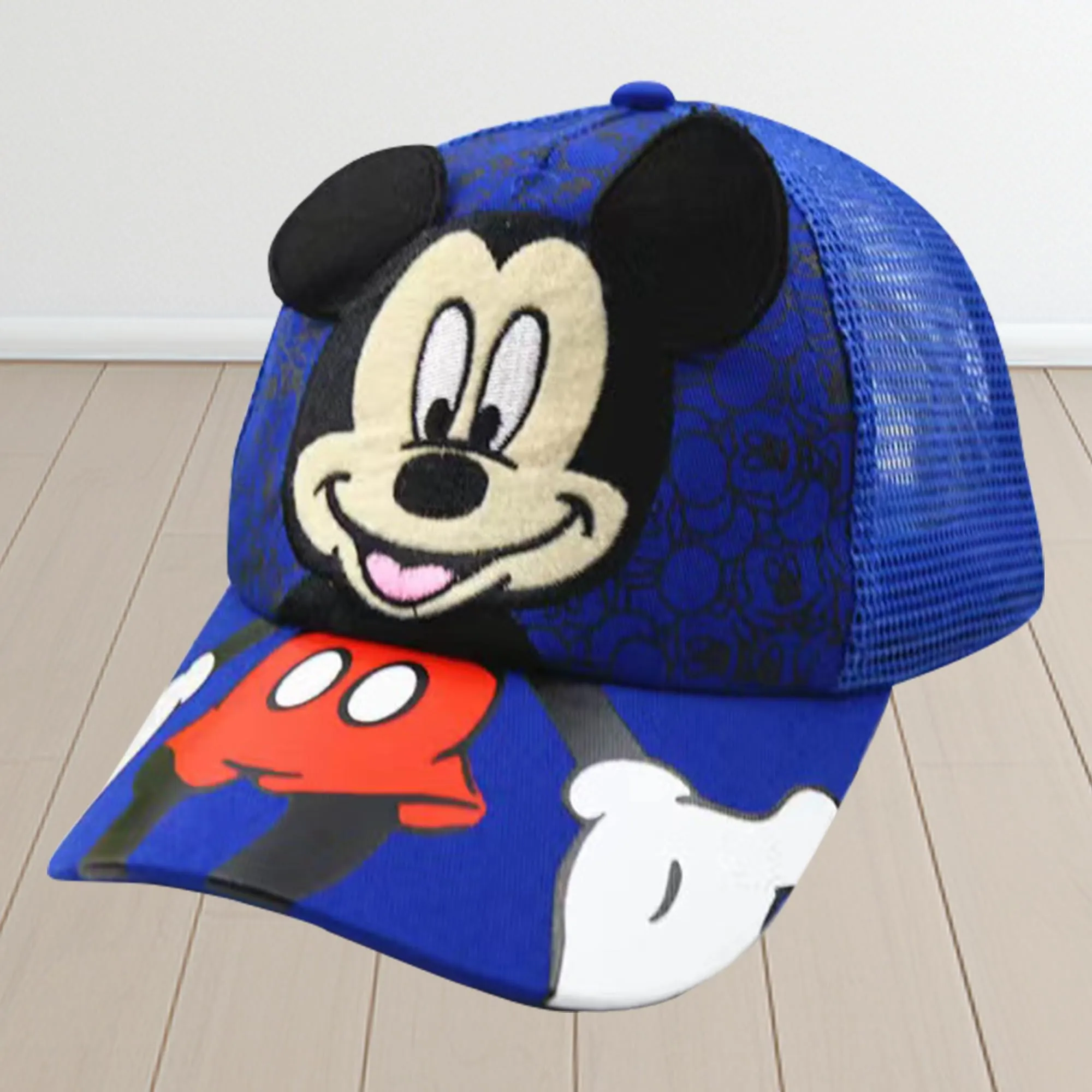 Kuber Industries Pack of 6 Mickey Mouse Cap | Adjustable Cap for Boys and Girls | Cartoon Character Printed Little Cap for Kids | Cap for 7-12 Year Old Baby Girls and Boys | QI0102-B | Blue